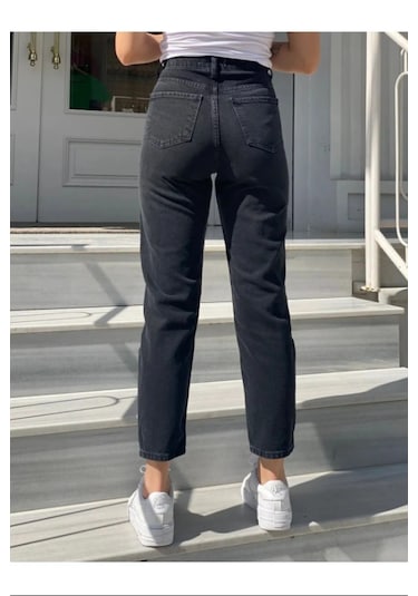 Ahmetkoccollection Kadın Mom Jean Antrasit Antrasit - Siyah