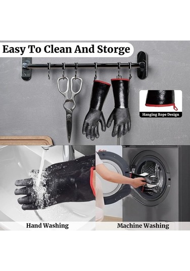 Trendooze Isıya Dayanıklı 932 F Barbekü Eldivenleri, Erkekler İçin Yağ Geçirmez Isı Kanıtı