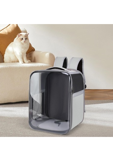 Suntek Kedi Sırt Çantası Taşınabilir Şeffaf Ön Köpek Gri