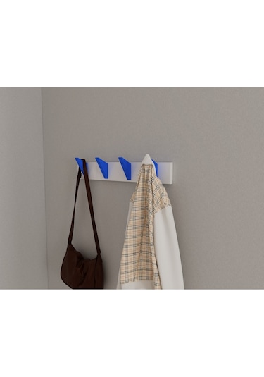 Hepsi3boyutlu Modern Duvar & Kapı Kanca Askılık - 4 Adet Mavi Kanca Askılık - Model No : 5 Mavi