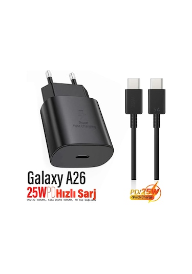 Samsung Galaxy A26 Uyumlu Şarj Aleti Ve Kablosu 25w Hızlı Şarj Type-c