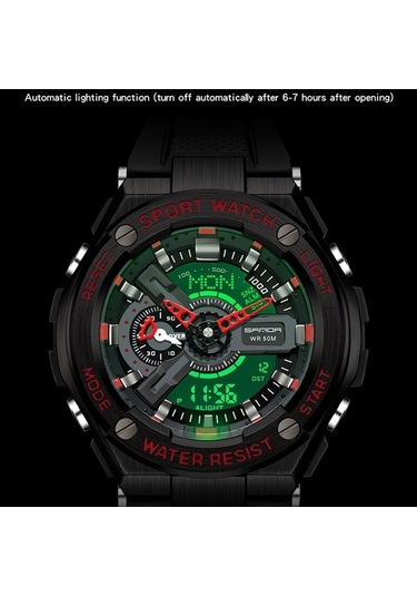 Novahub Sanda 3170 Erkekler Led Aydınlık Su Geçirmez Spor Saati Çok Renkli Siyah Kırmızı Çok Renkli