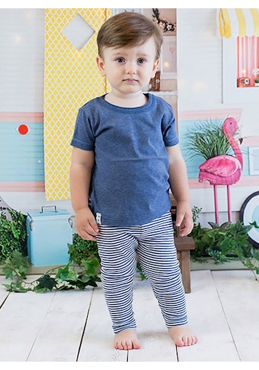 Organicera Organik Kısa Kollu Tshirt,Indıgo Melanj Çok Renkli