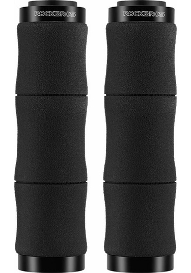 Rockbros 40720005001 1 Çift Bambu Ortak Gidon Sapları, Toz Fişli Eva Sünger Bisiklet Kolu Kapağı - Siyah