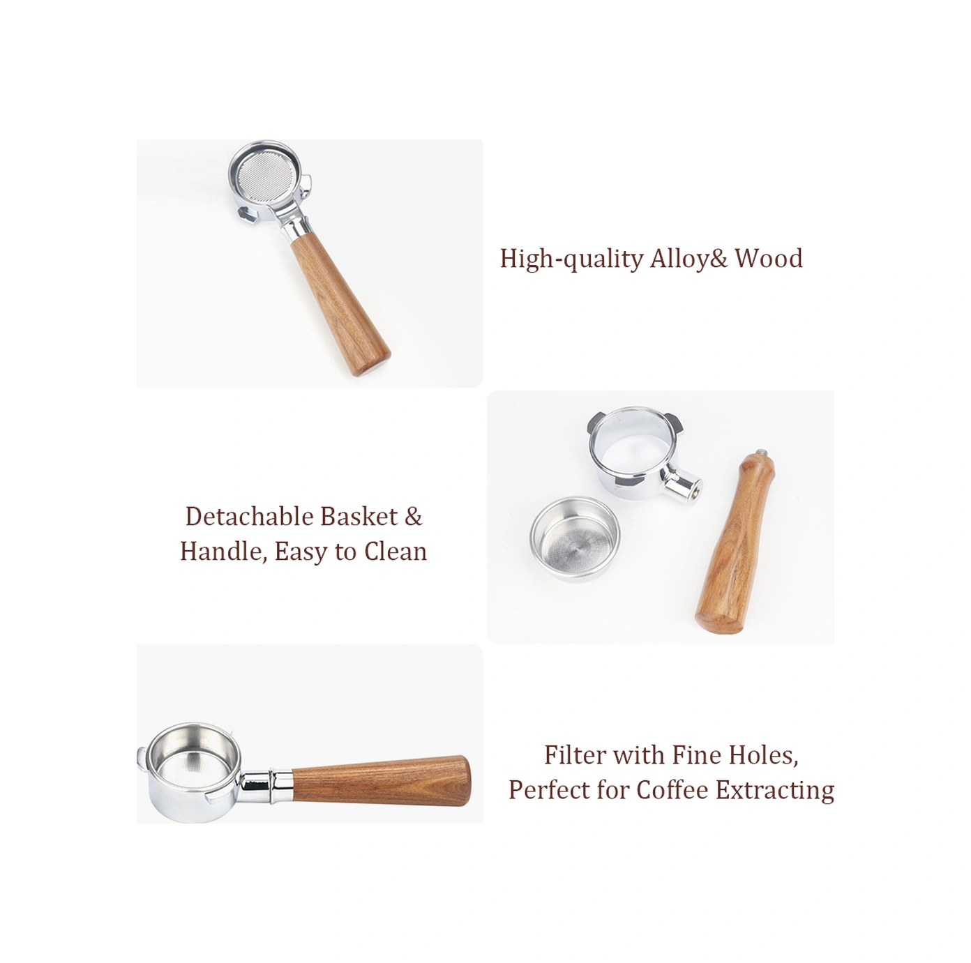 Lemestar 54mm Çelik & 38 Ahşap Altı Açık Kahve Portafilter,铂富880/870/850 Uyumlu Profesyonel Kahve Ekstraktör Aksesuarı A1 Kırmızı Nar Çamı Diğer