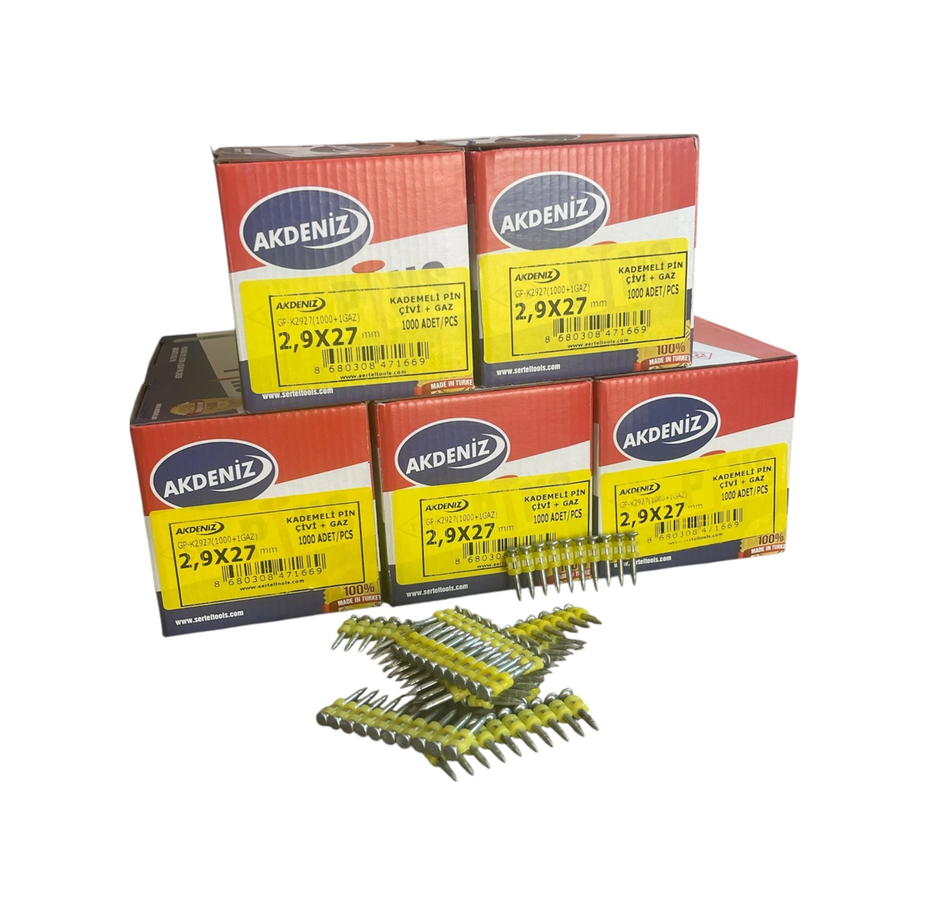 Akdeniz 2.9x27 Mm 5000 Adet Gazsız Beton Çivi- 1 Koli 5 Paket