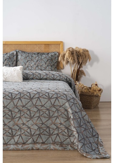 Eliz Yeşil Çift Kişilik Yatak Örtüsü Takımı 4 Parça Uyku & Çeyiz Seti Gri