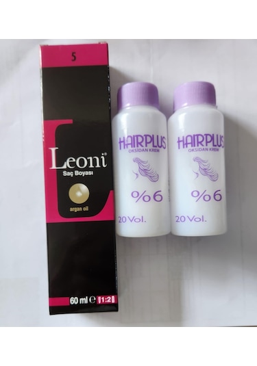 Leoni Saç Boyası 60 ML 5 Açık Kahve + Oksidan %6 20 Volüm 2 x 60 ML