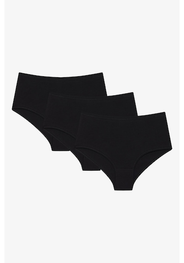 Penti Siyah Pamuklu Yüksek Bel 3'lü Slip Külot