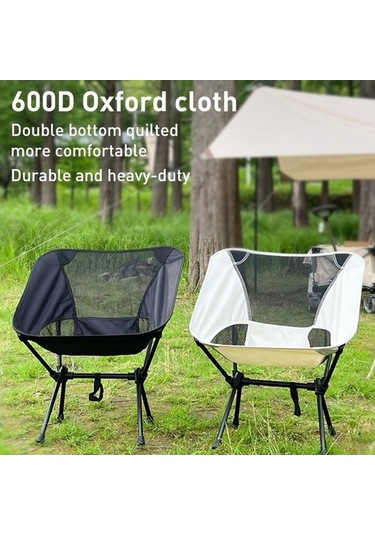 Prestigegoods Küçük Açık Kamp Eğlence Plajı Taşınabilir Katlanır Sandalye, Yumuşak, Rahat, 600d Oxford Kumaş, Çelik Konstrüksiyon, Hafif Ve Taşınabilir Beyaz