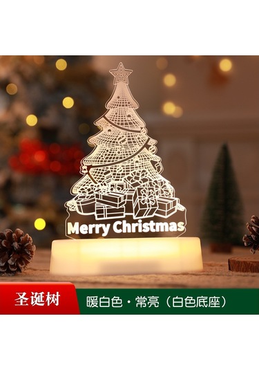 Soulader Akrilik Tabanlı Led Işıklı Neon Gece Lambası Noel Ağacı Dekorasyonu Ev Parti Süsleri Çok Renkli
