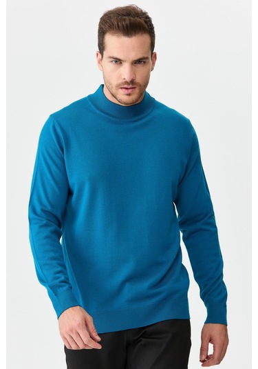 Erkek Basic Yarım Balıkçı İnce Triko Kazak A.petrol A.petrol