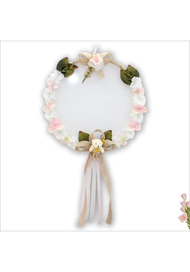 Süslebabypartystore Çiçekli Ve Ayıcıklı 37Cm Kasnak Kapı Süsü Çok Renkli