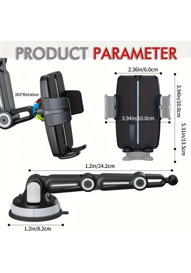 Chuangyinshop Güçlü Emişli Araç Telefon Tutucu - Ayarlanabilir Kol Döner Taban Tüm Telefonlar İçin