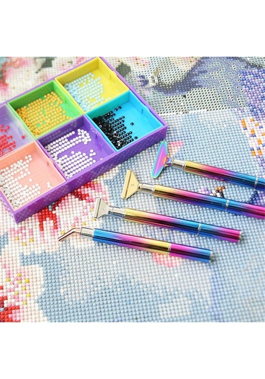 5d Gökkuşağı Renkli Elmas Boya Kalemi Gümüş