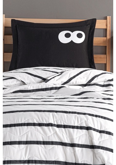 Eponj Home Kapitone Yatak Örtüsü Seti Tek Kişilik Funny Siyah Siyah