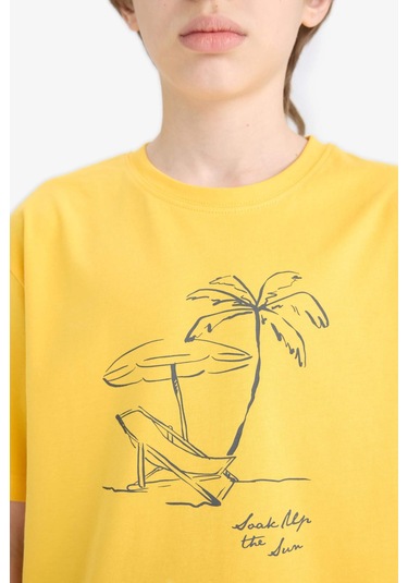 DeFacto Erkek Çocuk Bisiklet Yaka Baskılı Kısa Kollu Tişört E0189A825HSYL190 DeFacto Erkek Çocuk Bisiklet Yaka Baskılı Kısa Kollu Tişört E0189A825HSYL190