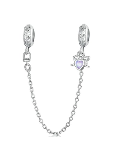 S925 Gümüş Platin-plakalı Opal Yay Güvenlik Zinciri Diğer Çok Renkli