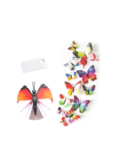 Tenfowee 12 Adet İki Katlı 3d Pvc Kelebek Duvar Sticker, Renkli Dekoratif Magnetlı Duvar Tablo, Çocuk Odası Bahçe Dekoru Hediyelik Renkli