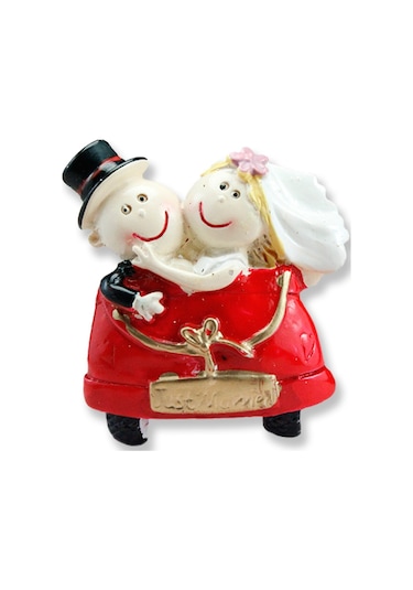 Mutluadim 12 Adet Kırmızı Arabada Gelin Damat Biblo-Kırmızı