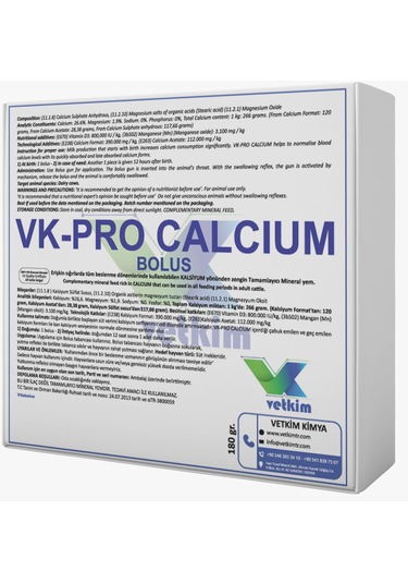 Vk-pro Calcium Bolus - 12 Adet 180 Gr