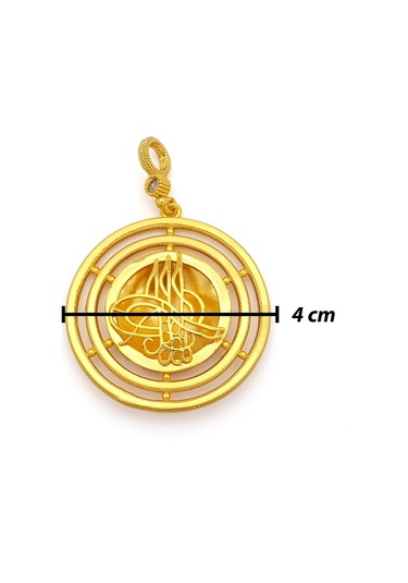 Altın Kaplama İmitasyon Ajda Desenli Tuğralı Orta Boy Kolye Ucu Tgr-731 Altın