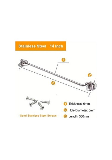 Cordial 2 Adet Paslanmaz Çelik Sessiz Sürgü Kilit Ve Mandal, 14 İnç Kapı Kilidi