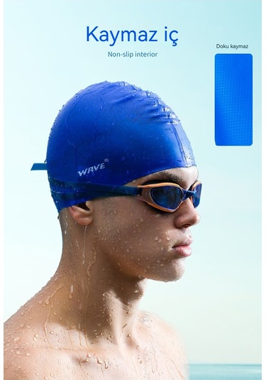 Jzcat Silikon Unisex Yüzme Bonesi Su Geçirmez Ekstra Kalınlaştırılmış Silikon Yüzme Bonesi - Gri