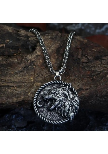 Kral Kurt Türk Madalyon Kurt Kolyesi Kolye Gri