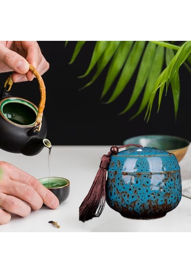 Suntek Seramik Çay Teneke Kutu Gıda Kabı Hava Geçirmez