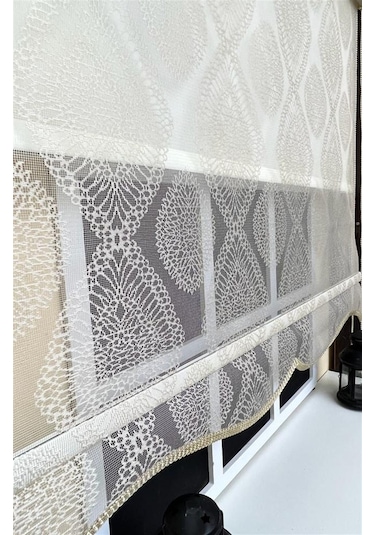 Storburada Çift Mekanizmalı Bej Tül Perde Ve Ekru Stor Perde Stb45240-v109 Bej