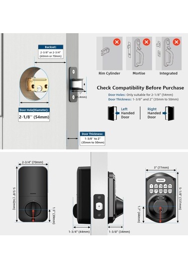 Teeho Te002 Parmak İzi Ve Şifreli Akıllı Kapı Kilidi