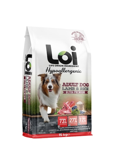 Loi Yetişkin Kuzu Etli Ve Pirinçli Köpek Maması 15 KG