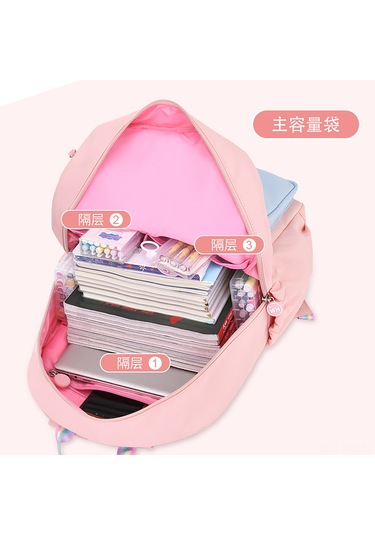 Xindoker 1-6.sınıf Öğrenci Çanta Su Geçirmez Hafif Bel Ağrısı Azaltıcı Omuz Çantası 318 Pembe-mavi Büyük Boy + Ders Çantası Pembe