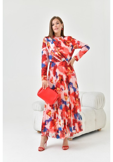 Ftz Women Kadın Desenli Elbise Mercan 30842-Mercan