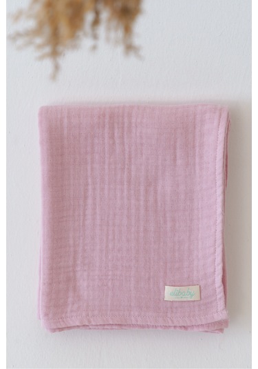 Organik Pamuk Ekstra Yumuşak 4 Katlı Müslin Battaniye Pudra Pembe 85x100 CM Pudra Pembe
