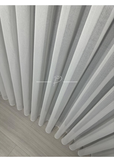 Tül Perde Yeni Nesil Çelik Desen Gramajlı Etek Kurşun Sarımlı Ekru