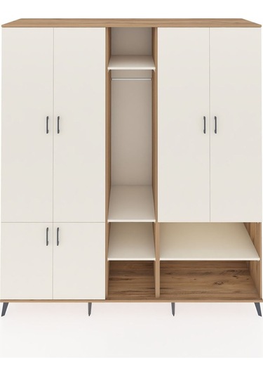 Kronos Dolap 15 Raflı 5 Kapaklı Tek Askılı 220x59x243 Çam-aytaşı/aytaşı Aytası/aytası