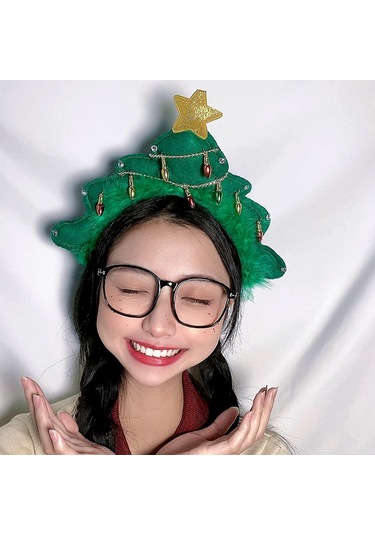 Noel Kafa Bandı Noel Ağacı Kafa Bandı Yeşil Saç Halkası Tatil Partisi Kostümü Saç Aksesuarı Kadınlar Kızlar İçin, 24,8 21 Cm Çok  Renkli