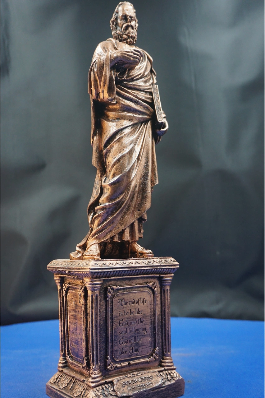 Atinalı Filozof Sokrates Heykel Biblo Bilgelik Ve Felsefenin Simgesi Hediyelik Aksesuar 35 Cm Bronz