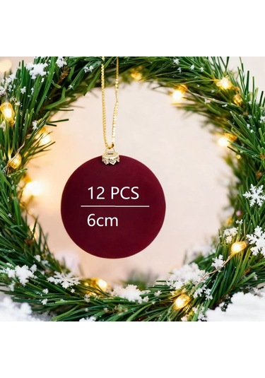 Xindoker 12 Adet 6 Cm Koyu Kahverengi Kadife Noel Topları - Ağaç Süsleri, Ev Ve Ofis Bayram Dekorasyonu