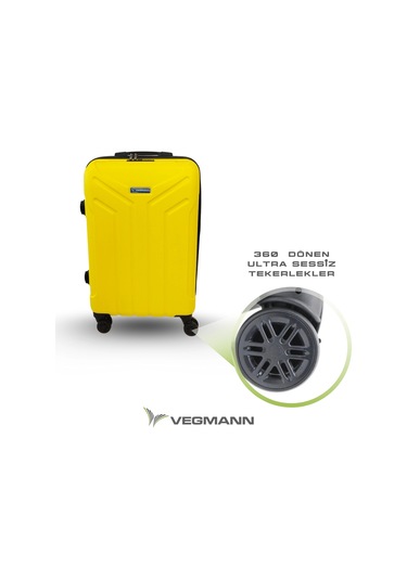 Vegmann Tartılı Scavel Sarı Büyük Boy Valiz Sarı