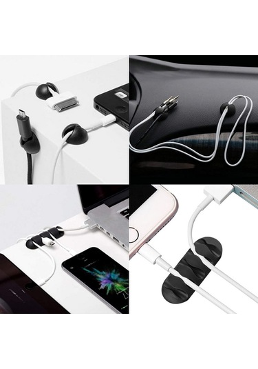 Çok Amaçlı Kablo Tutucu Akrilik Güçlü Yapışkanlı Organizer Düzenleyici 16 Parça Set Kolay Kullanımlı 4915