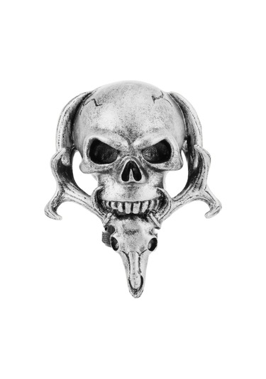 Sones Evrensel Araç Araba Yaratıcı Kafatası Çift Kafa Şekilli Shifter Kapağı Manuel Otomatik Vites Topuzu Gümüş