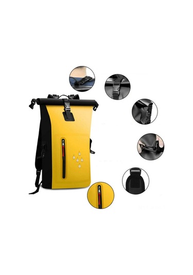 Jeehugo 20-25l Sarı Pvc Su Geçirmez Çanta, Yansıtıcı Çubuklu, Kauçuk Işık Kayışlı, Kamp Ve Outdoor Aktivitelere Uygun Sırt Çantası Sarı