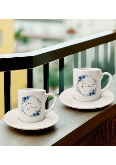 Çiftlere Özel Kalp Temalı Türk Kahvesi Fincanı - Fnc15