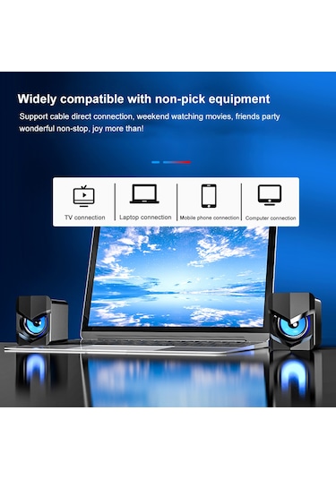 Lemestar V-158 Usb Beslemeli Bilgisayar Hoparlörü - 3.5mm Kablolu Stereo Ses, 3w Güç, Hıfı Surround, Siyah Işık Yok