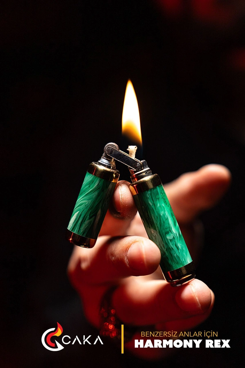 Caka Lighter Harmony Rex Koyu Yeşil Benzinli Çakmak Yeşil