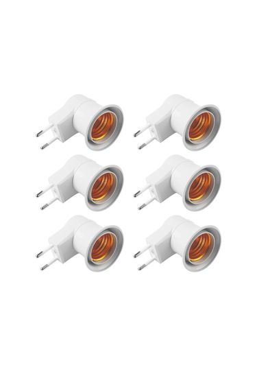 Vkemall 6 Adet Eu'dan E27'ye Çevirici Ampul Bağlantısı, On/off Anahtarlı, Taşınabilir Pcp Malzeme, Ac220-250v Uyumlu
