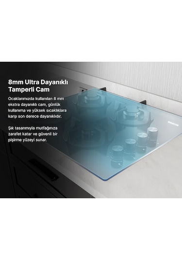 Tecna AO 704WSC Cam 4 Gaz+1 Wok Gözlü Ankastre Ocak